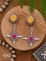 The Sunrise Petal - Statement Enamelled Oxidised Ear Jackets