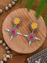 The Sunrise Petal - Statement Enamelled Oxidised Ear Jackets