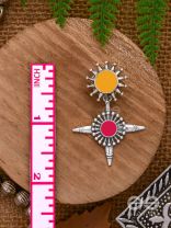 The Sunrise Petal - Statement Enamelled Oxidised Ear Jackets