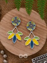 Sunlit Meadows - Statement Enamelled Oxidised Ear Jackets