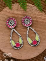 Enchanted Garden Wings - Statement Enamelled Oxidised Ear Jackets