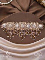 Bhadrashochi- The Shimmering Shower- Shells, Beads, Mirror And Glass Drops Hand Embroidered Choker Neckpiece