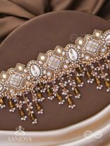 Bhadrashochi- The Shimmering Shower- Shells, Beads, Mirror And Glass Drops Hand Embroidered Choker Neckpiece