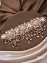 Bhadrashochi- The Shimmering Shower- Shells, Beads, Mirror And Glass Drops Hand Embroidered Choker Neckpiece