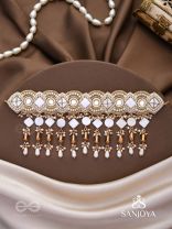 Devasattra- The Festive Downpour- Mirrors, Beads, Pearl And Glass Drops Hand Embroidered Choker Neckpiece