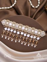 Devasattra- The Festive Downpour- Mirrors, Beads, Pearl And Glass Drops Hand Embroidered Choker Neckpiece