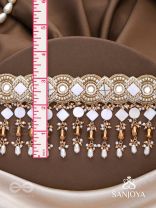 Devasattra- The Festive Downpour- Mirrors, Beads, Pearl And Glass Drops Hand Embroidered Choker Neckpiece