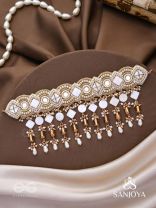 Devasattra- The Festive Downpour- Mirrors, Beads, Pearl And Glass Drops Hand Embroidered Choker Neckpiece