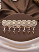 Stavaka- The Beloved Bouquet- Beads, Pearl And Glass Drops Hand Embroidered Choker Neckpiece