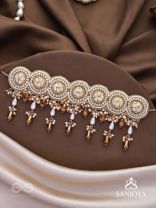 Stavaka- The Beloved Bouquet- Beads, Pearl And Glass Drops Hand Embroidered Choker Neckpiece