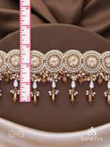 Stavaka- The Beloved Bouquet- Beads, Pearl And Glass Drops Hand Embroidered Choker Neckpiece