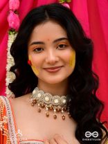 Stavaka- The Beloved Bouquet- Beads, Pearl And Glass Drops Hand Embroidered Choker Neckpiece