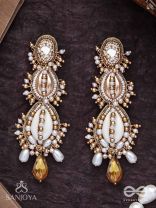 Samudrika- The Marine Magic- Shells, Beads, Pearl And Glass Drops Hand Embroidered Earrings