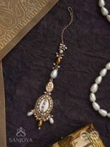 Himaabh- The Sea Frost- Shell, Beads, Pearl And Glass Drops Hand Embroidered Maangtika