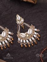 Artharasi- The Shimmering Wealth- Shells, Beads, Pearl And Glass Drops Hand Embroidered Earrings