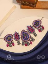 Strimaye - The Passionate Femininity - Beads And Stones Hand Embroidered Oxidised Neckpiece