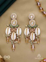Divyaan- The Celestial Dreamdust- Shells, Beads, Polki And Kundan Finished Hand Embroidered Earrings