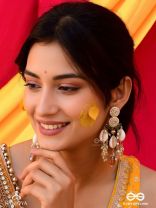 Divyaan- The Celestial Dreamdust- Shells, Beads, Polki And Kundan Finished Hand Embroidered Earrings