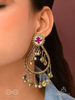 Haarit - The Olive Flutters - Beads Enamelled Oxidised Earrings