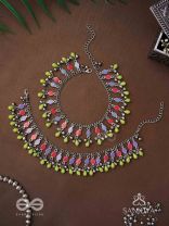 The Dreamcatcher Delight- Enamelled Oxidised Anklets (Set of 2)
