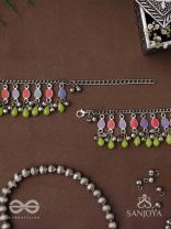 The Dreamcatcher Delight- Enamelled Oxidised Anklets (Set of 2)
