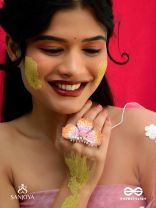 Saradgata- The Autumn Bloom - Resham, Beads And Sequins Hand Embroidered Ring (Adjustable)