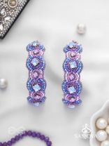 Niliman- The Blueming Lavender- Stones And Beads Hand Embroidered Earrings