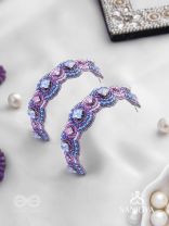 Niliman- The Blueming Lavender- Stones And Beads Hand Embroidered Earrings
