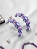 Niliman- The Blueming Lavender- Stones And Beads Hand Embroidered Earrings