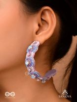 Niliman- The Blueming Lavender- Stones And Beads Hand Embroidered Earrings