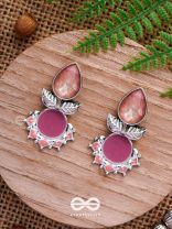 The Leafy Glow- Stone Enamelled Oxidised Ear Jackets