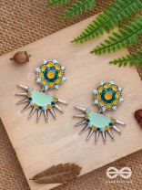 The Begonia Field- Enamelled Oxidised Ear Jackets