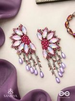 Ardhikrit- The Rosewood Halves- Stones, Resham And Glass Drops Hand Embroidered Earrings