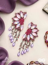 Ardhikrit- The Rosewood Halves- Stones, Resham And Glass Drops Hand Embroidered Earrings
