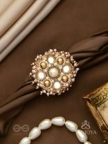 Darpanmaye- The Ornate Mirrors- Mirror, Resham And Beads Hand Embroidered Golden Ring (Adjustable)