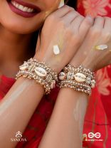 Lavnakar- The Coast Of Treasures- Shells And Beads Hand Embroidered Bangles (Set Of 2)