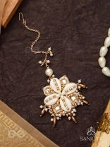 Jalkam- The Shell Cluster- Mirrors, Shells And Beads Hand Embroidered Maangtika