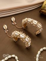 Arthogya  - The Marine Treasures - Shells And Beads Hand Embroidered Cuff Bracelets (Set Of 2)