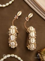 Arthogya  - The Marine Treasures - Shells And Beads Hand Embroidered Cuff Bracelets (Set Of 2)