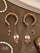 Kapardak - The Angel Braids - Beads, Shells And Glass Drops Hand Embroidered Cuff Bracelets (Set Of 2)