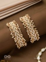 Kapardak - The Angel Braids - Beads, Shells And Glass Drops Hand Embroidered Cuff Bracelets (Set Of 2)