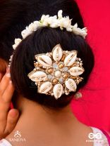 Ucchvasit - The Cowrie Bloom - Mirrors, Shells And Beads Hand Embroidered Hair Accessory