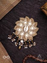 Prabhanjanam - The Stormy Reflectors - Shell, Mirrors And Glass Drops Hand Embroidered Hair Accessory