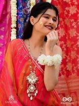 Abhivrish - The Shell Shower - Shells, Mirrors, Beads And Glass Drops Hand Embroidered Neckpiece