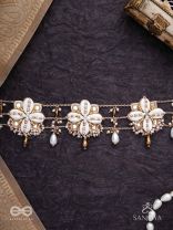 Stavkini - The Shell Bouquet - Shells, Mirrors, Beads And Glass Drops Hand Embroidered Kamarbandh