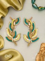 Parnin - The Embellished Feathers - Beads, Sequins And Cutdana Hand Embroidered Earrings