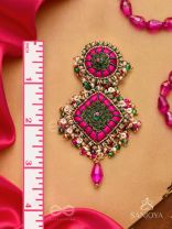 Stavak - The Dahlia Bouquet - Resham, Beads And Glass Drops Hand Embroidered Earrings