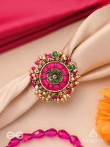 Bibhrat - The Luminous Pink - Resham, Beads And Dabka Hand Embroidered Ring (Adjustable)