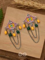 The Countryside Charms - Enamelled Oxidised Earrings