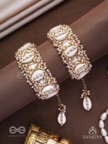 Prachurya - The Marine Abundance - Shells, Mirrors And Beads Hand Embroidered Cuff Bracelets (Set Of 2)